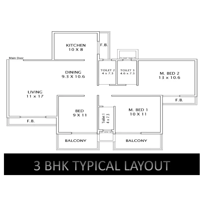 3 BHK Typical Layout